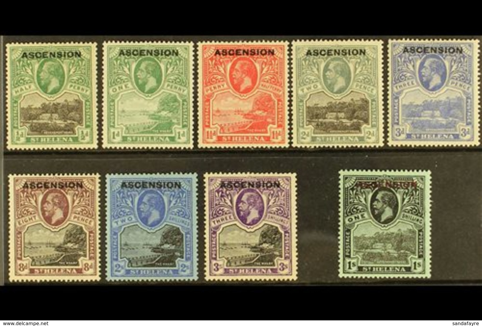 1922 KGV St Helena Opt'd Set, SG 1/9, Fine Mint (9 Stamps) For More Images, Please Visit Http://www.sandafayre.com/itemd - Ascension (Ile De L')