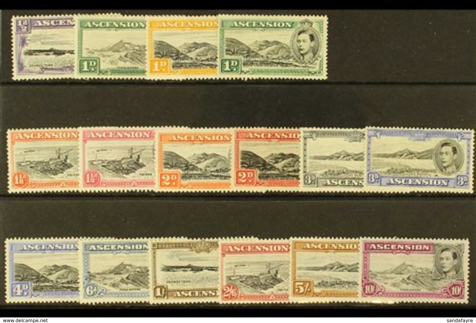 1938-53 Pictorial Definitive Set, SG 34b/47b, Fine Mint (16 Stamps) For More Images, Please Visit Http://www.sandafayre. - Ascensión