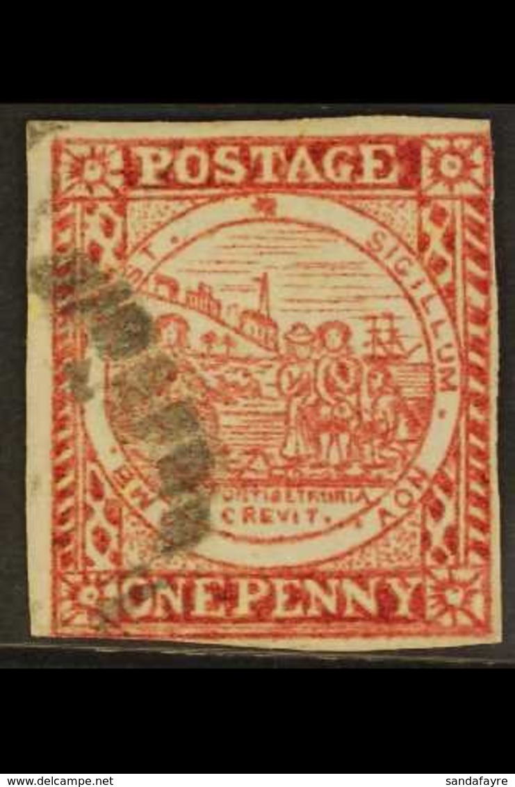 NEW SOUTH WALES 1850 1d Brownish Red Sydney View, Plate II, Showing Hill Unshaded, SG 12b, Close To Good Margins, Light  - Autres & Non Classés