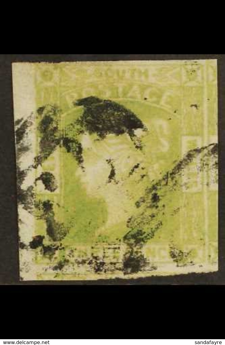 NEW SOUTH WALES 1852 3d Dull Yellow-green Laureated, SG 67, Clear To Large Margins Showing Part Of Adjoining Stamp At Ri - Andere & Zonder Classificatie