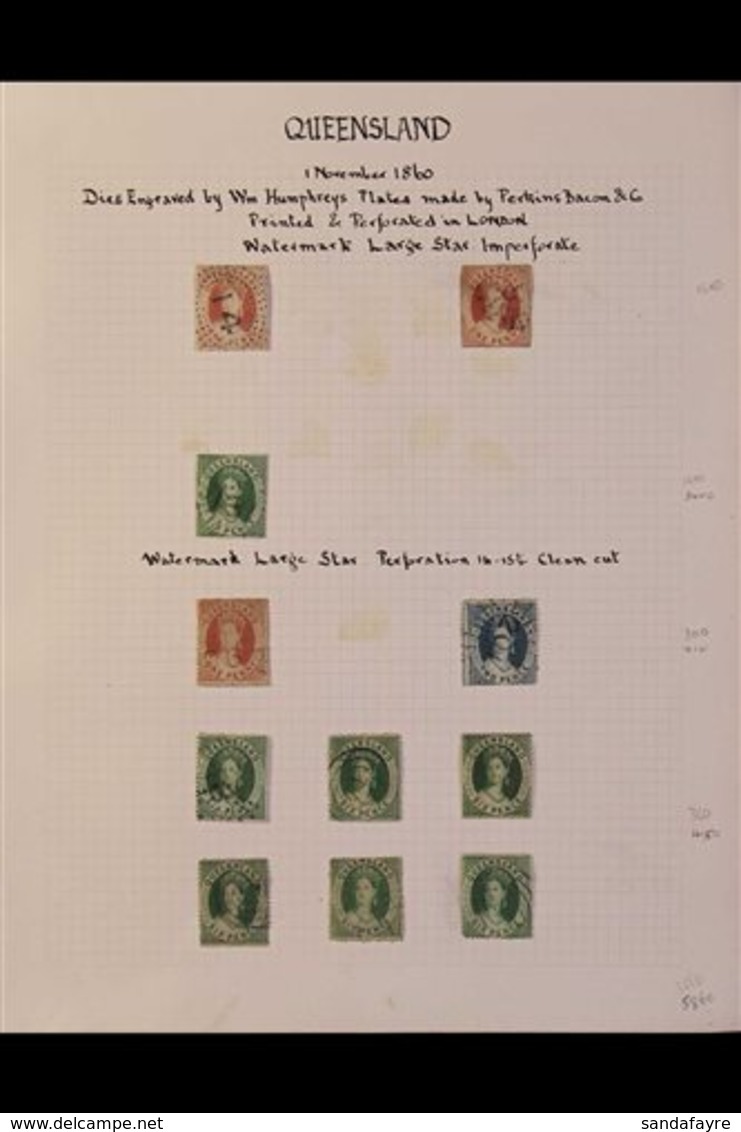 QUEENSLAND 1860 TO 1878 CHALONS COLLECTION, CAT £15,000+. A Mint & Chiefly Used Olde Tyme Collection Of Stamps Still On  - Andere & Zonder Classificatie