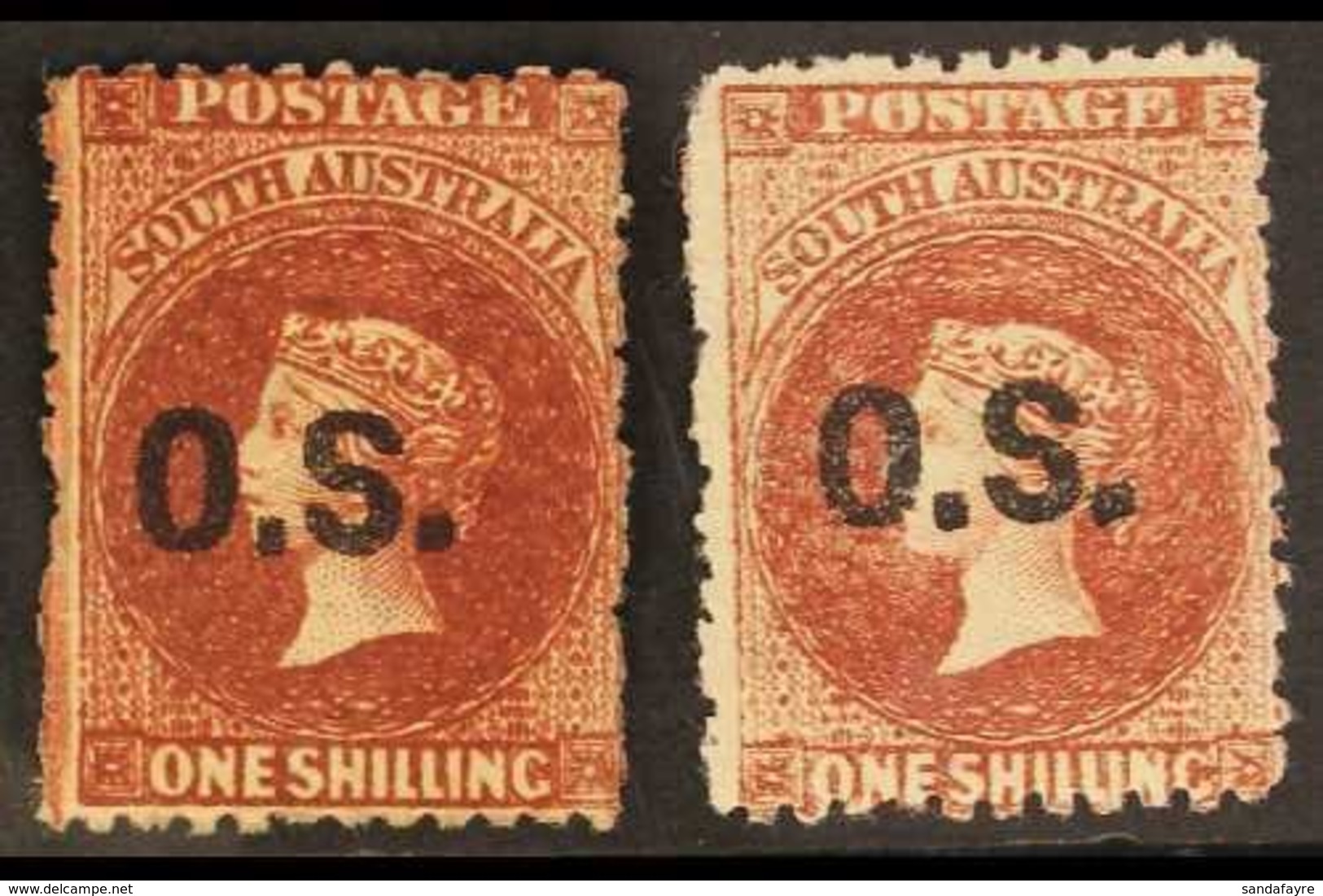 SOUTH AUSTRALIA OFFICIAL 1876-85 1s, Both Shades, SG O27/28, Fine Mint. (2) For More Images, Please Visit Http://www.san - Sonstige & Ohne Zuordnung