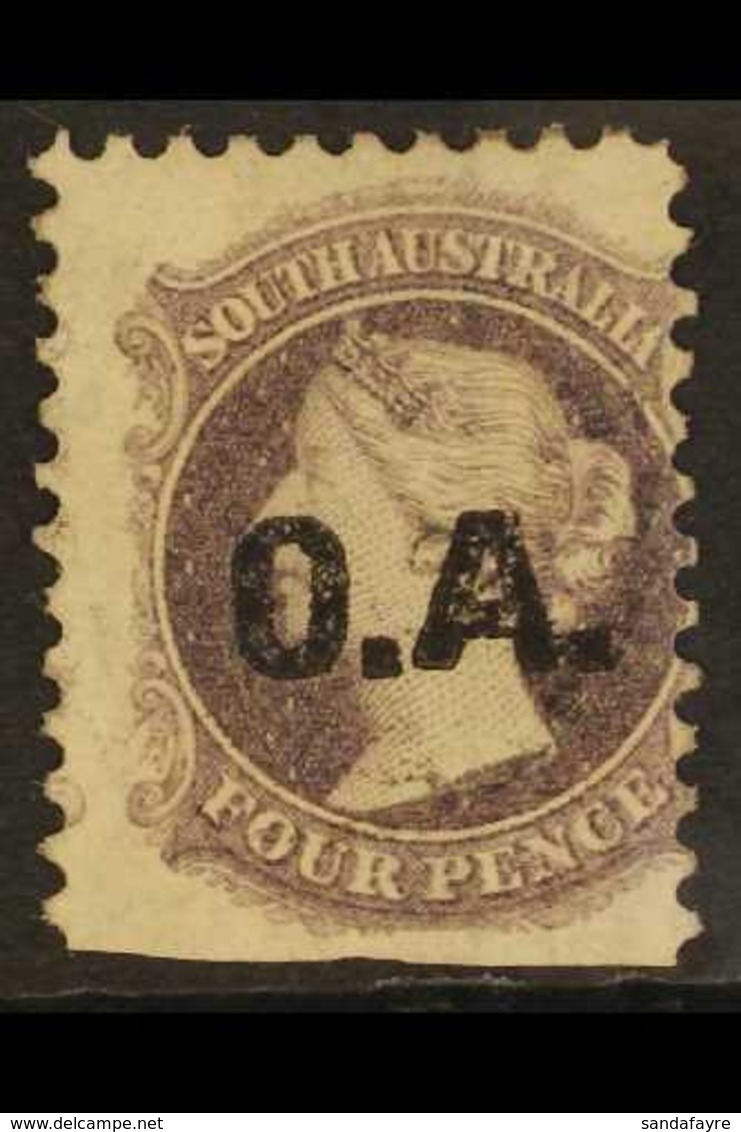 SOUTH AUSTRALIA DEPARTMENTAL OFFICIAL "O.A." (Official Assignee) In Black On 4d Perf. 10, Very Light Cds Used. For More  - Autres & Non Classés