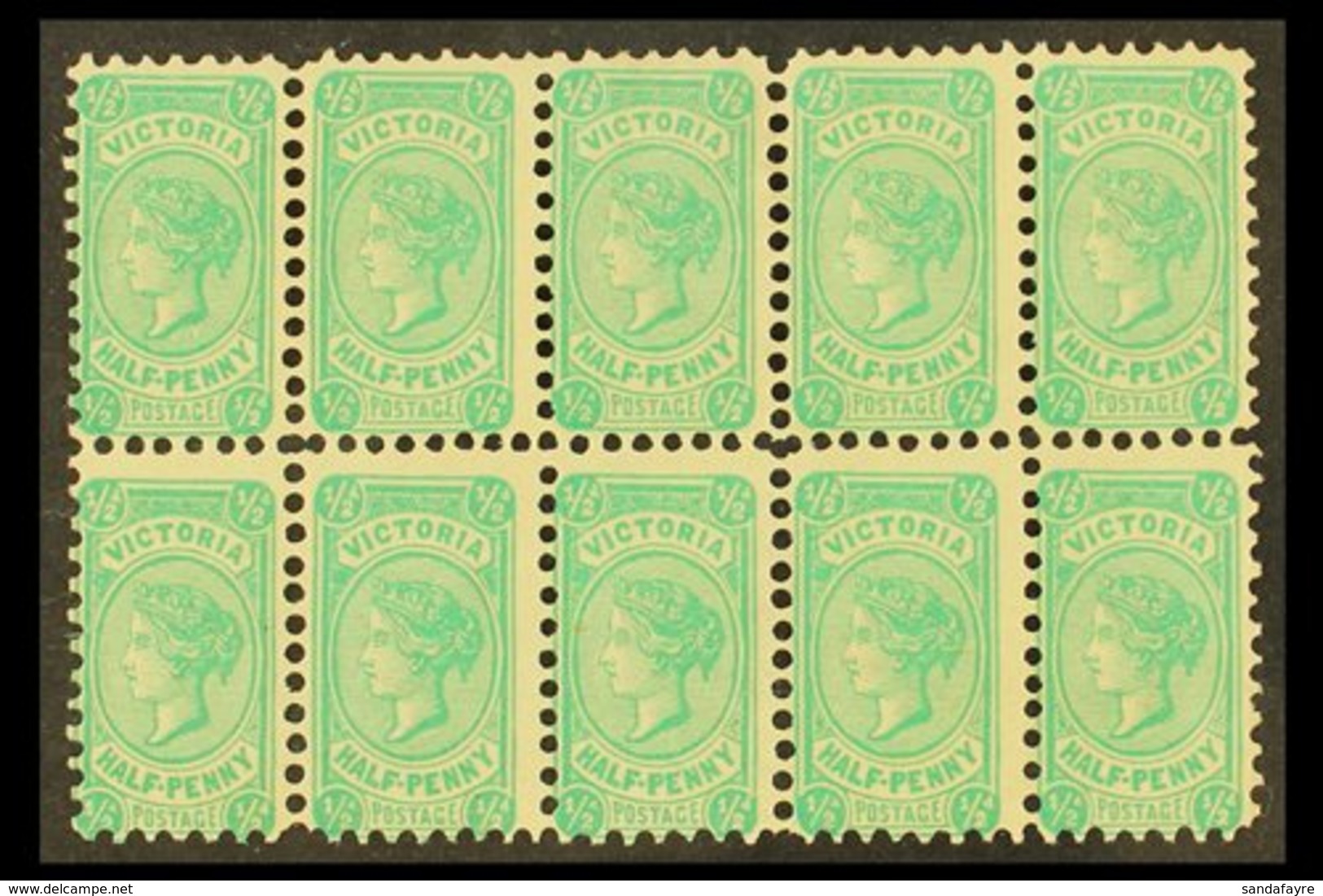 VICTORIA 1901-10 ½d Blue-green, Die I, Wmk Sideways, SG 384, Never Hinged Mint Block Of 10. For More Images, Please Visi - Otros & Sin Clasificación