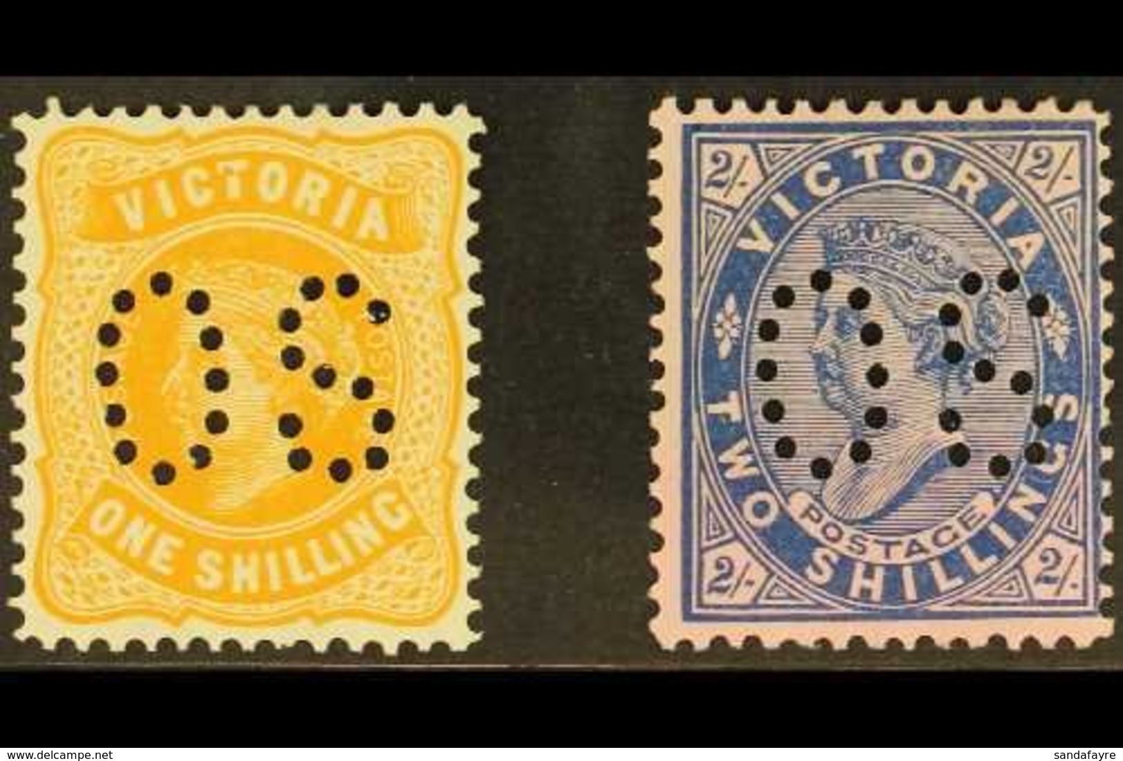 VICTORIA OFFICIALS. 1901 1s & 2s Each Perfin "OS", Bw V116Ab & V120Ab, Very Fine Mint (2 Stamps) For More Images, Please - Sonstige & Ohne Zuordnung