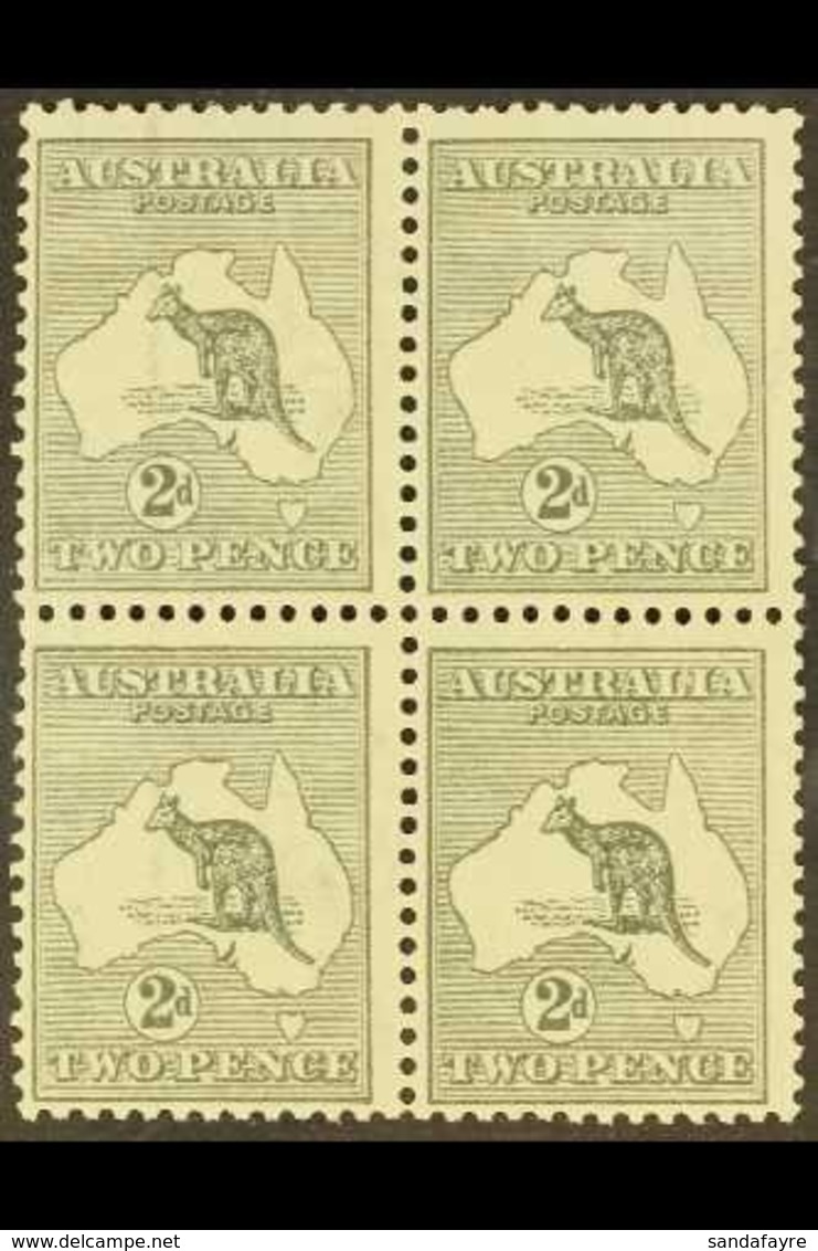 1915-27 BLOCK OF 4 2d Grey Kangaroo, Die I, Wmk Narrow Crown, SG 35, Very Fine Mint With Three Stamps Being Never Hinged - Andere & Zonder Classificatie