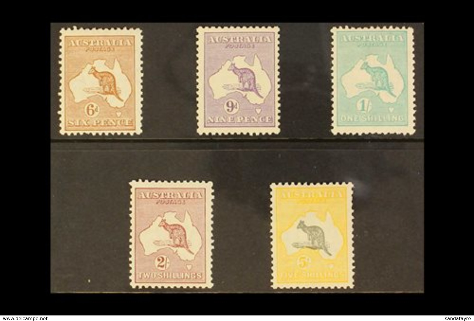 1929 Complete Kangaroo Set To 5s, Wmk Multiple Crown And A, SG 107/11, Very Fine Mint. For More Images, Please Visit Htt - Other & Unclassified