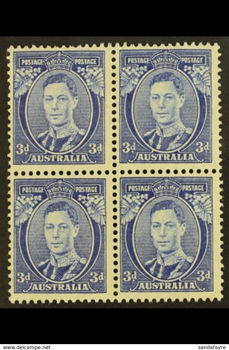 1937-49 3d Bright Blue Perf 13½x14 Die II Ordinary Thin Paper, SG 168ca, Fine Mint (two Stamps Never Hinged) BLOCK Of 4, - Autres & Non Classés