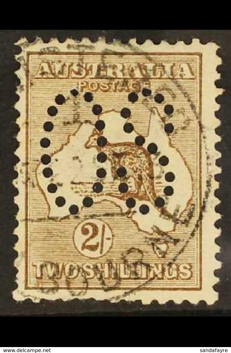 OFFICIAL 1913 2s Brown Roo Punctured 'OS', SG O11, Fine Cds Used, Some Shortish Perfs, Fresh, With RPSL Photo-certificat - Other & Unclassified