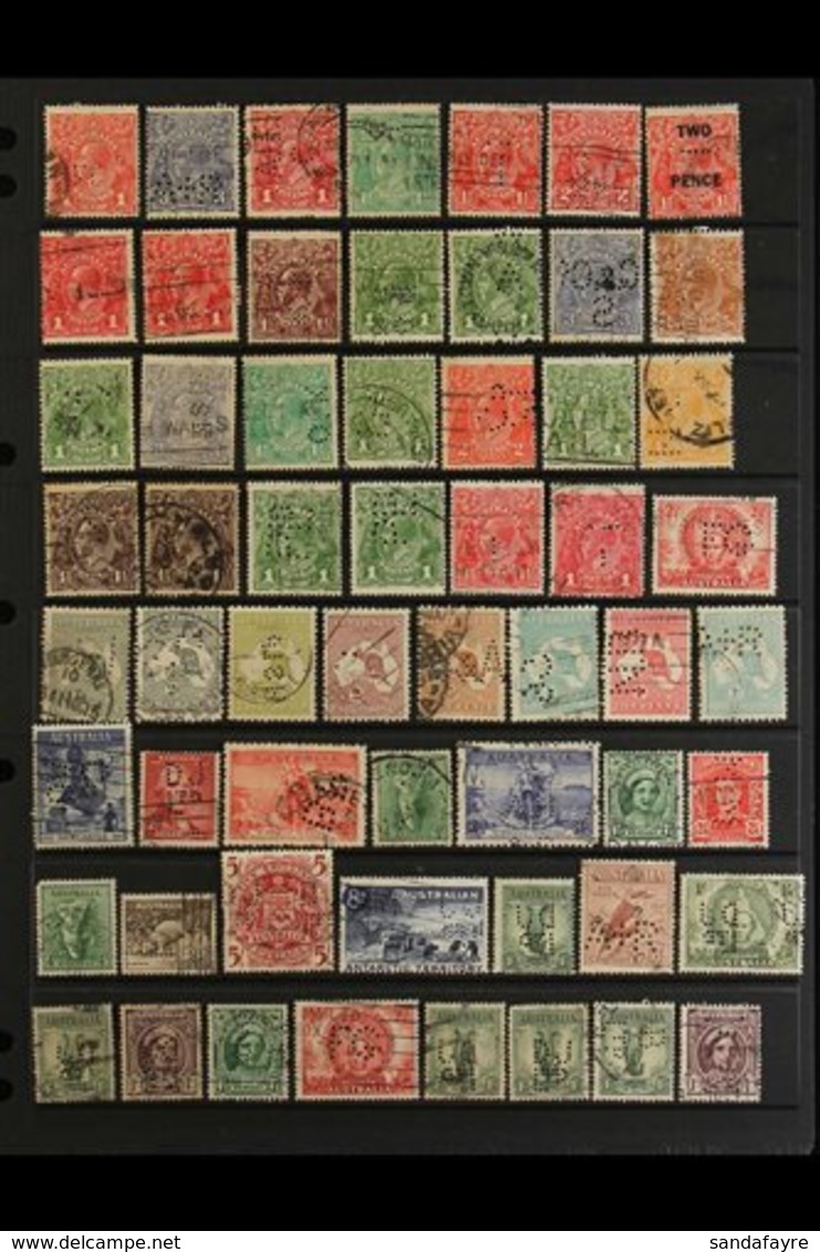PERFINS 1910's-1970's Interesting Collection Of Used Stamps With Various Private COMMERCIAL PERFINS Presented On Stock P - Otros & Sin Clasificación