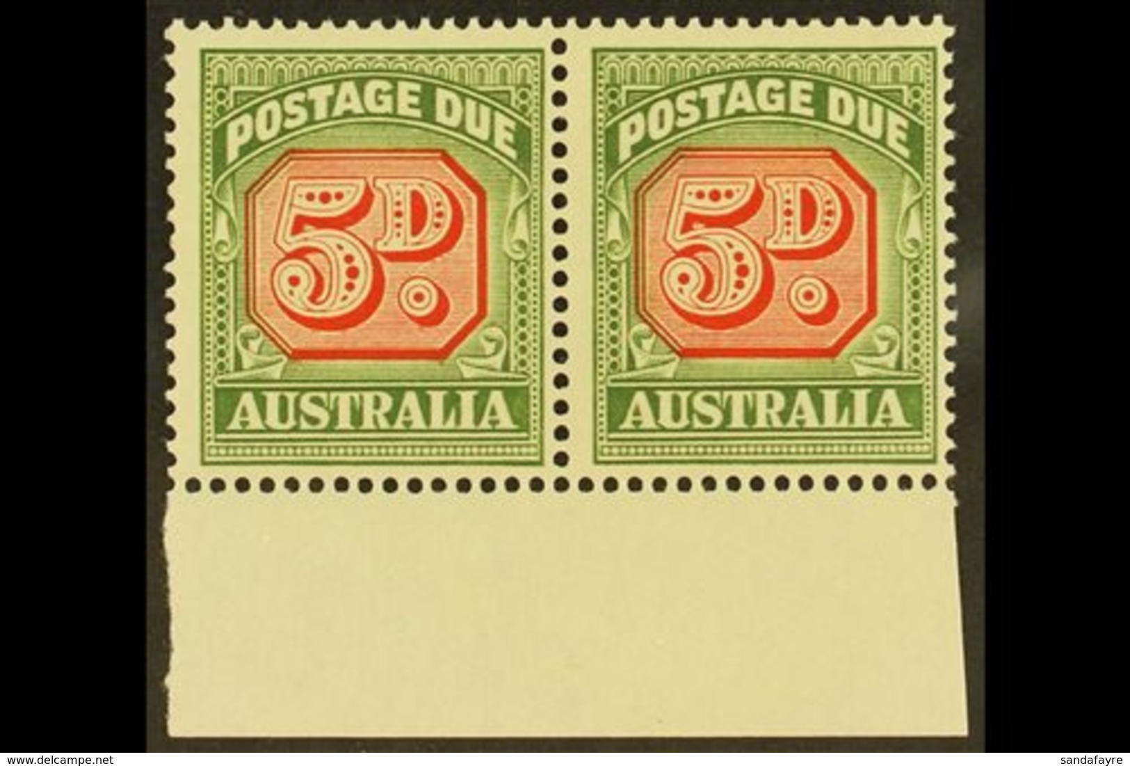 POSTAGE DUE 1958-60 5d Die II, SG 136a, Never Hinged Mint Marginal Pair (2 Stamps) For More Images, Please Visit Http:// - Otros & Sin Clasificación