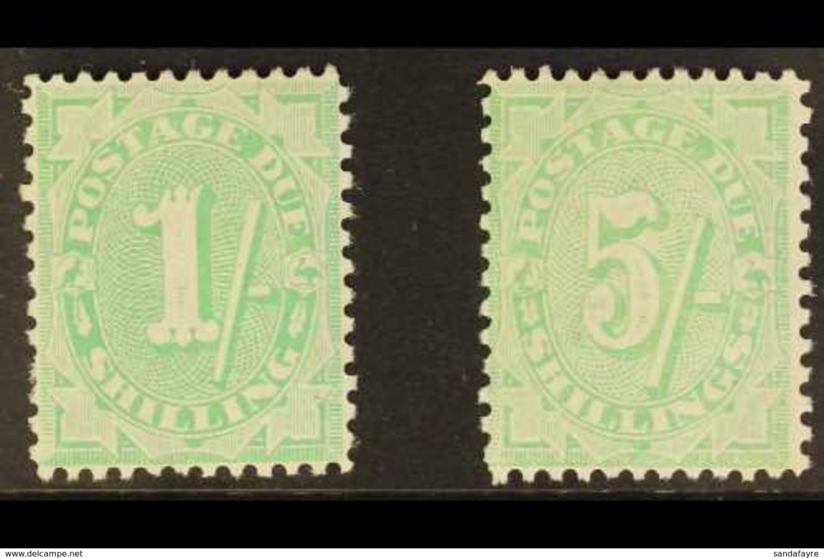 POSTAGE DUES 1908 1s And 5s Dull Green, Stroke After Figure Of Value, SG D58/9, Very Fine Mint. (2 Stamps) For More Imag - Other & Unclassified