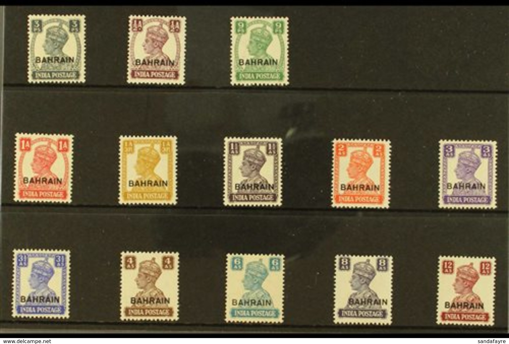 1942-45 "White Background" Definitive Set, SG 38/50, Fine Mint (13 Stamps) For More Images, Please Visit Http://www.sand - Bahreïn (...-1965)