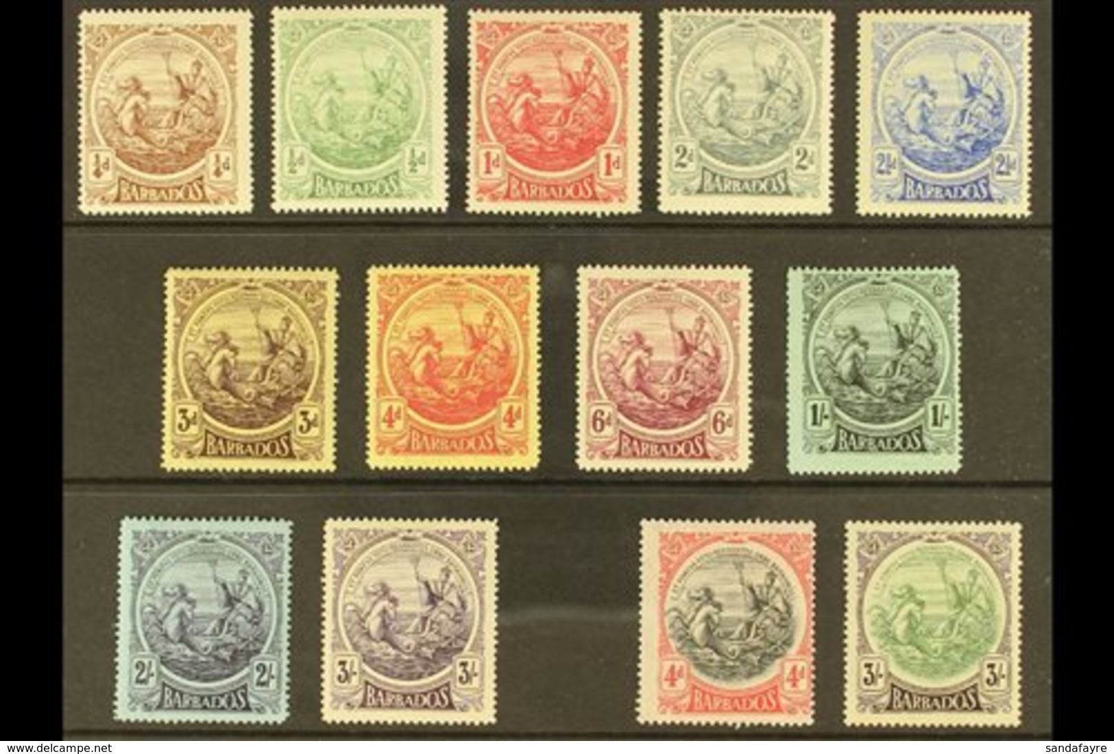 1916-18 Seal Of Colony Definitives Plus 1918 Changed Colours 4d & 3s, SG 181/91, 199/200, Fine Mint (13 Stamps).  For Mo - Barbados (...-1966)