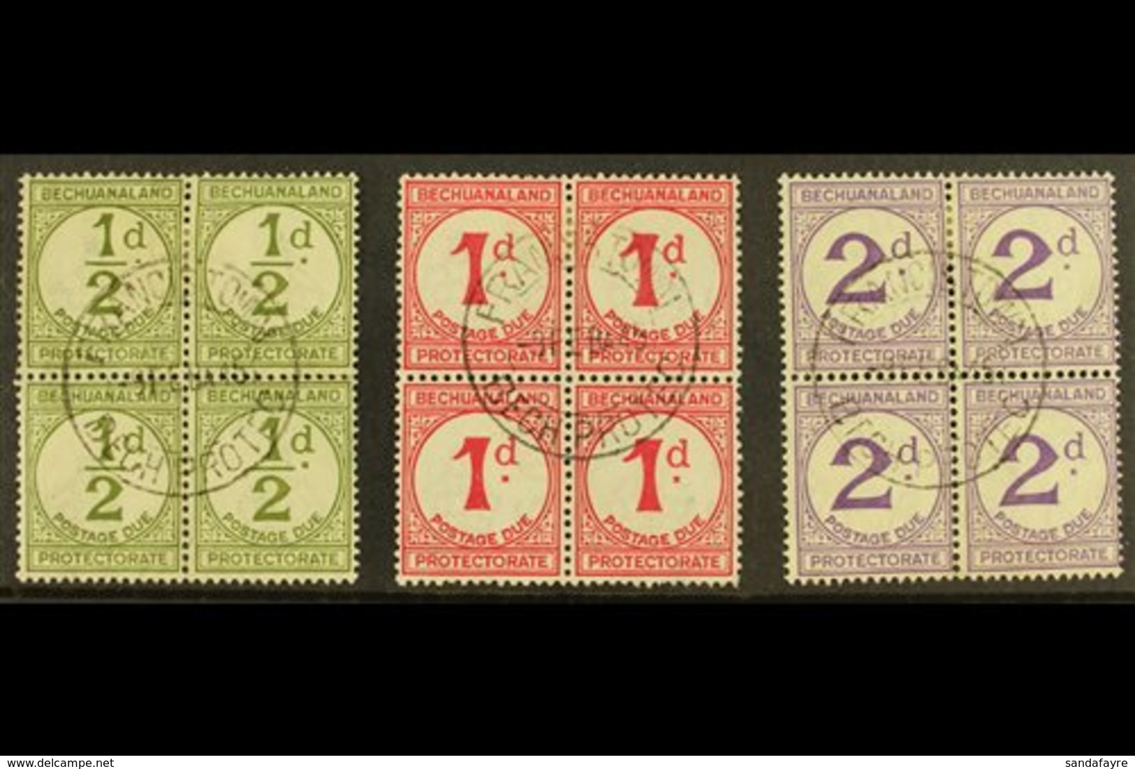 POSTAGE DUES 1932 USED BLOCKS OF FOUR Set On Ordinary Paper, SG D4, D5 And D6, Each Block Bearing Clear 9 Feb 45 Cds Can - Andere & Zonder Classificatie