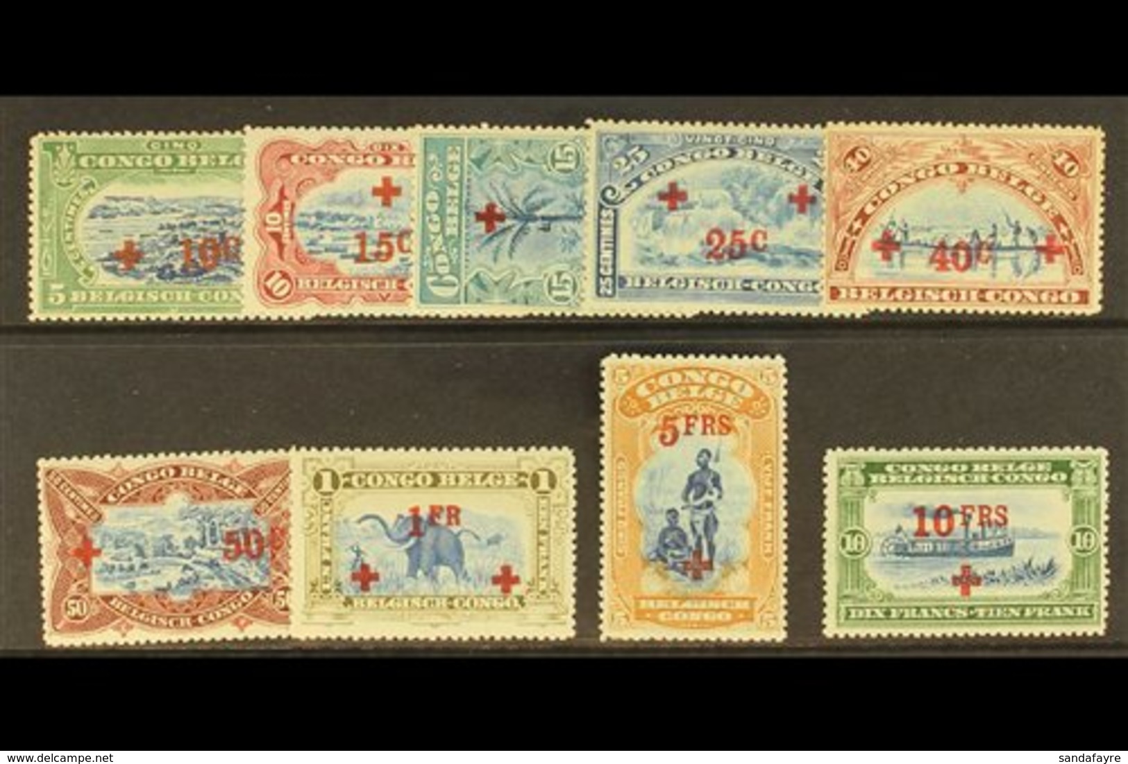 BELGIAN CONGO 1918 Red Cross Fund Set, COB 72/80, Fine Never Hinged Mint. (9 Stamps) For More Images, Please Visit Http: - Andere & Zonder Classificatie