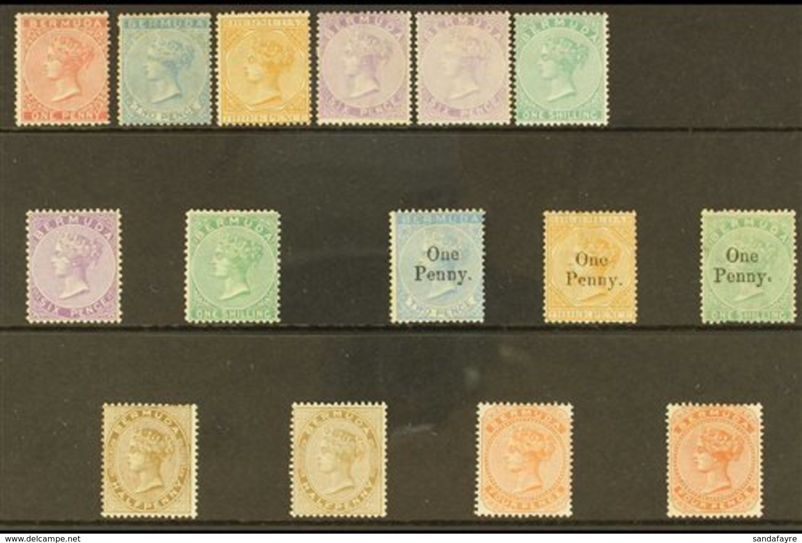 1865-1903 CC WATERMARK COLLECTION. A Valuable Old Time Mint Or Unused Collection With Vibrant Colours, Presented On A St - Bermudes