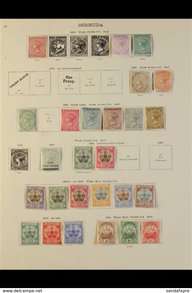 1865-1936 MINT ONLY COLLECTION Presented On Printed "New Ideal" Album Pages & Includes 1865 CC Wmk 1d Pale Rose & Perf 1 - Bermudes