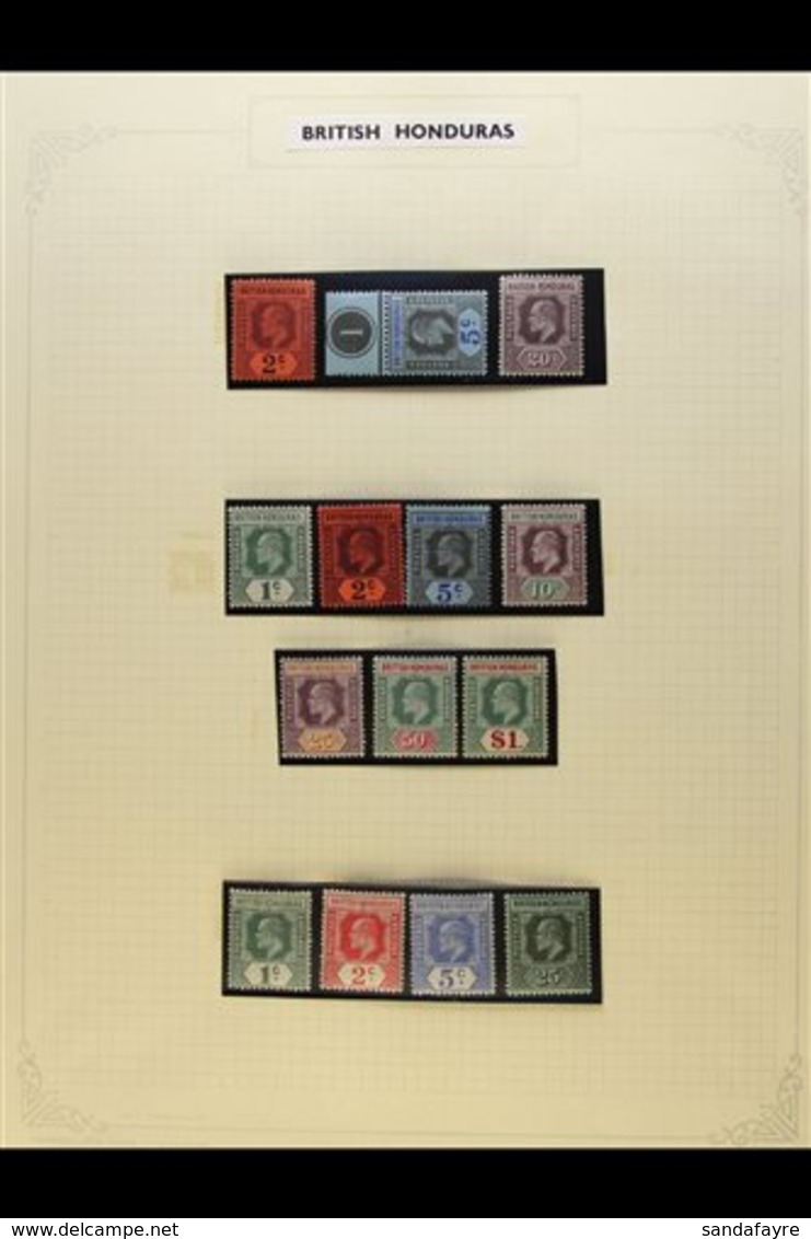 1902-1951 COMPREHENSIVE FINE MINT COLLECTION In Hingeless Mounts On Leaves, ALL DIFFERENT, Inc 1902-04 Set (ex 1c), 1904 - Honduras Británica (...-1970)