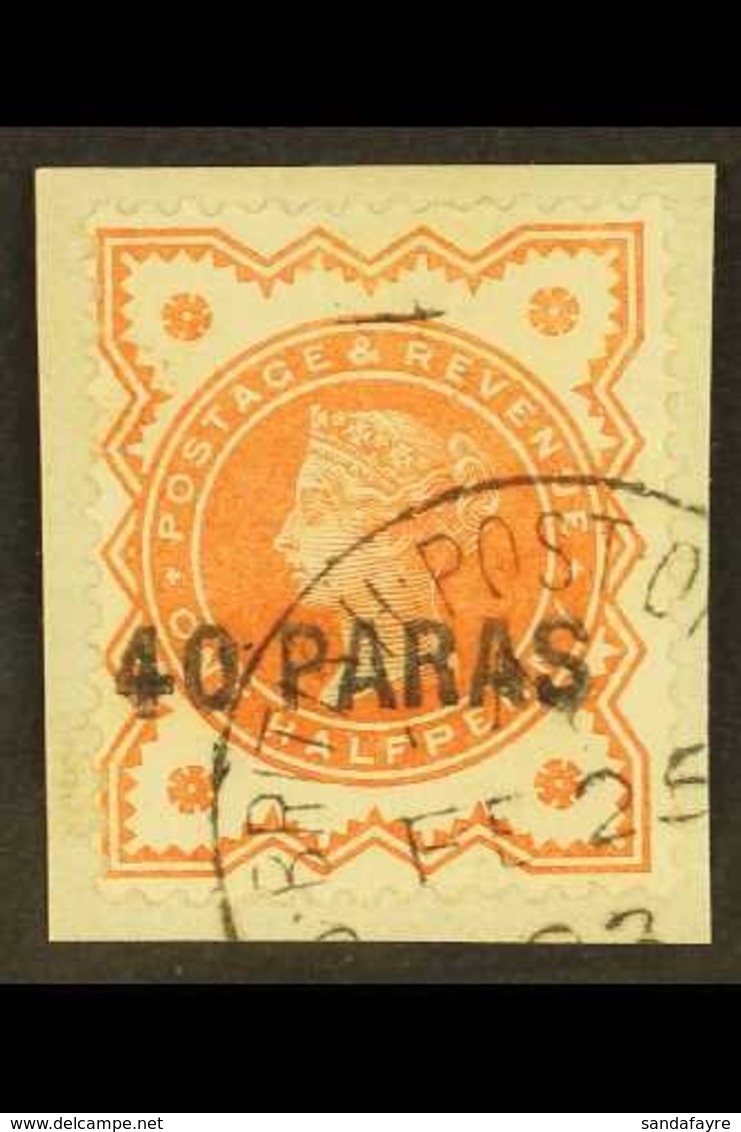 1893 40 Para On ½d Vermillion, SG 7, Cds Used On Piece For More Images, Please Visit Http://www.sandafayre.com/itemdetai - Levant Britannique