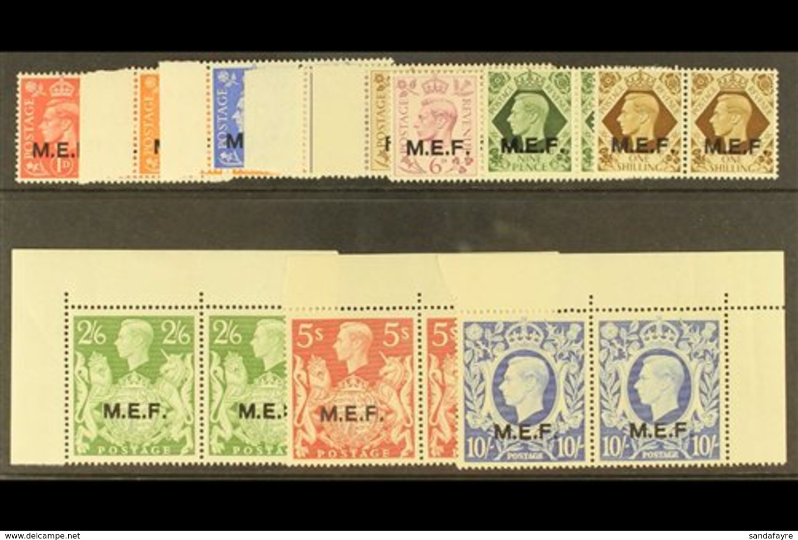 M.E.F. 1943 Overprint Set Complete, SG M11/21, Very Fine Never Hinged Mint Pairs, High Values Marginal. (22 Stamps) For  - Italian Eastern Africa