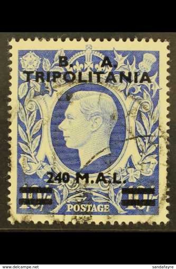 TRIPOLITANIA 1950 240L On 10s Ultramarine "B.A." Overprint, SG T26, Fine Used, Fresh. For More Images, Please Visit Http - Afrique Orientale Italienne