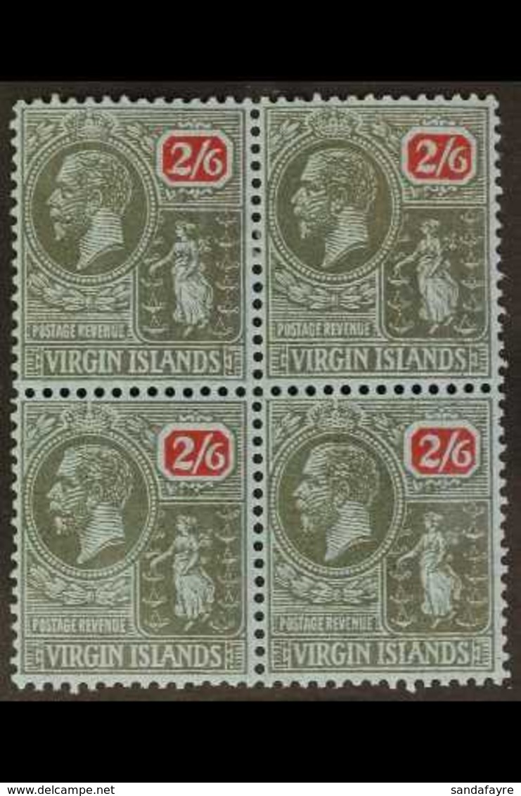 1922-28 2s6d Black And Red On Blue, SG 100, Fine Mint BLOCK OF FOUR, The Two Lower Stamps Never Hinged. (4 Stamps) For M - British Virgin Islands