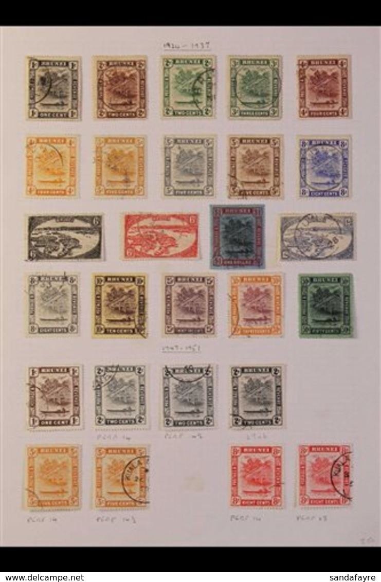 1907-1947 VERY FINE USED COLLECTION On Leaves, ALL DIFFERENT, Includes 1908-22 Set To 25c Incl Both 3c Types, 1916 5c &  - Brunei (...-1984)