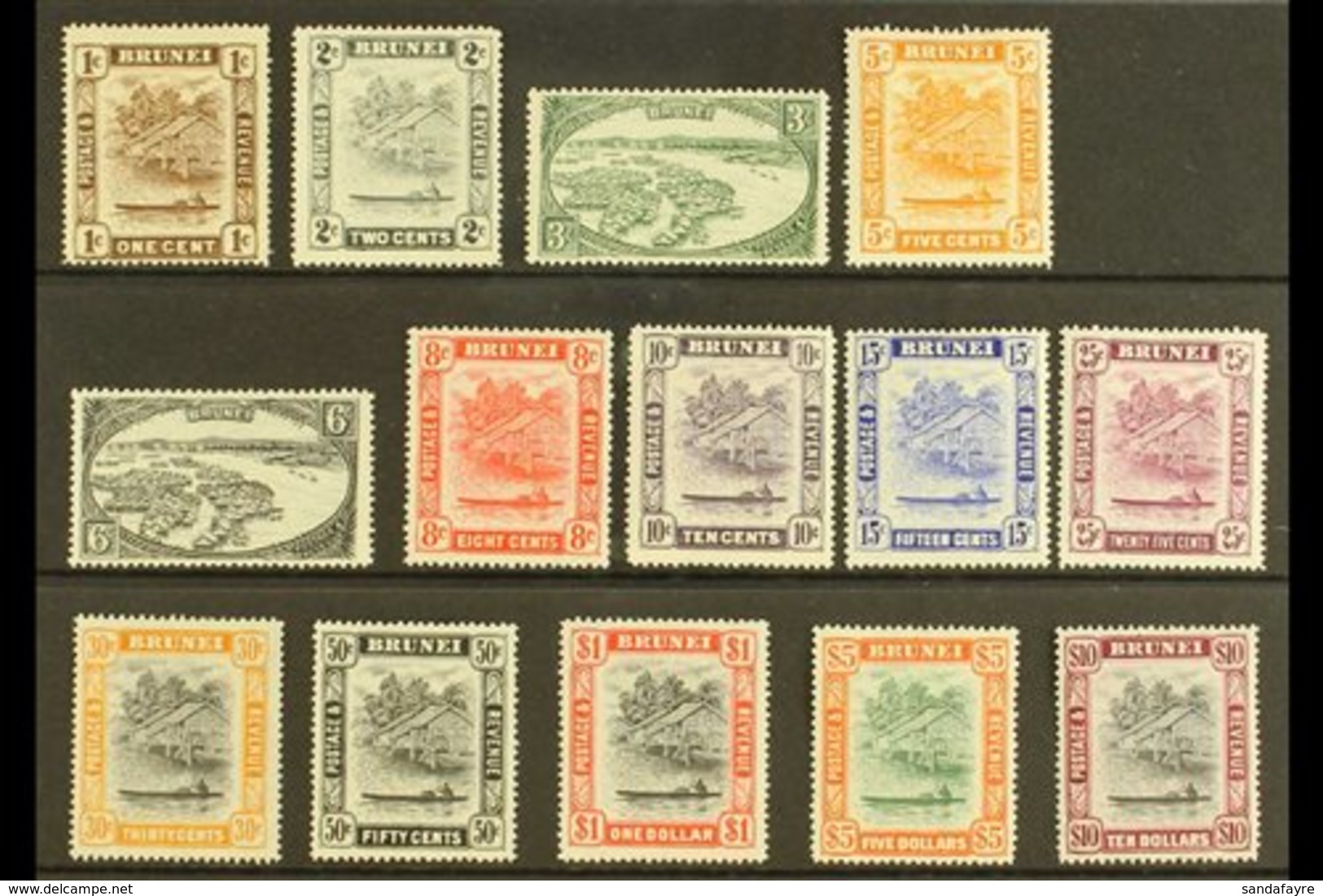 1947-52 New Colour Definitive Set, SG 79/92, Fine Mint (14 Stamps) For More Images, Please Visit Http://www.sandafayre.c - Brunei (...-1984)