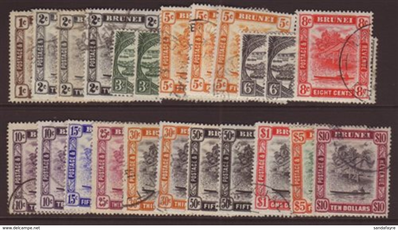 19478-51 Complete Set SG 79/92 Plus Perf Changes Including 5c, 30c & 50c, , Very Fine Cds Used. (23 Stamps) For More Ima - Brunei (...-1984)