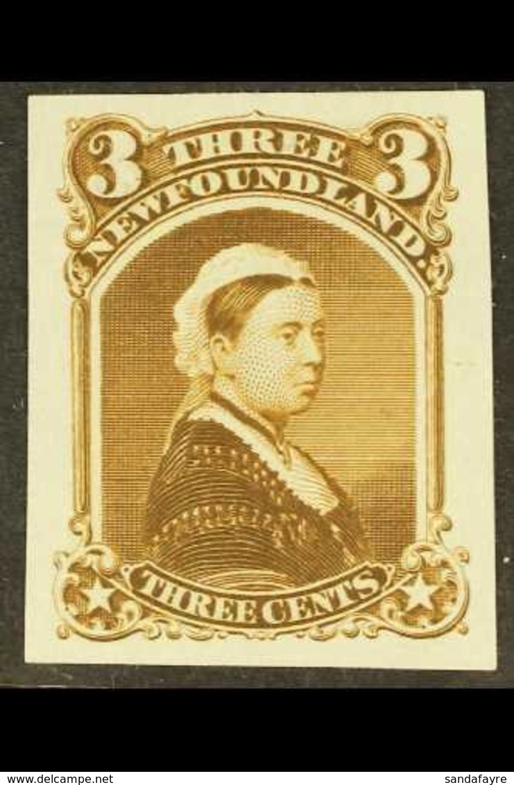 1868-73 3c Queen Victoria (as SG 36) Imperf Plate Proof In Brown On India Paper, Unitrade 33TCvi, Very Fine. For More Im - Andere & Zonder Classificatie