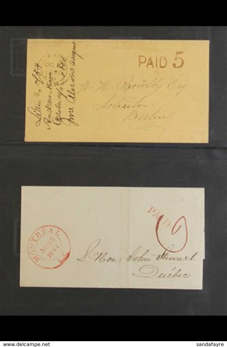 1841-1873 "PAID" MAIL Collection Of Stampless Covers And Entire Letters All Bearing "PAID" Markings. Note "PAID" Handsta - Otros & Sin Clasificación