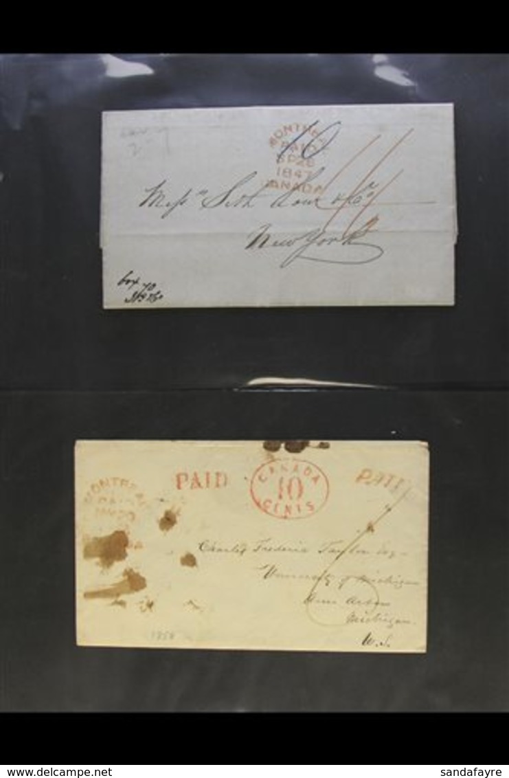 1847-1865 MAIL TO THE UNITED STATES. An Interesting Group Of Stampless Covers & Entire Letters Addressed To USA, Bearing - Otros & Sin Clasificación