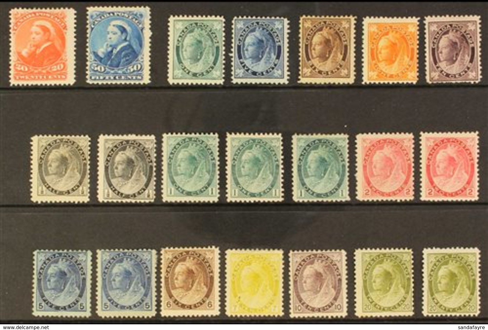 1893-1902 MINT QUEEN VICTORIA ISSUES An Attractive Group With 1893 20c And 50c "Widow Head", 1897-98 "Maple Leaf" 1c, 5c - Andere & Zonder Classificatie