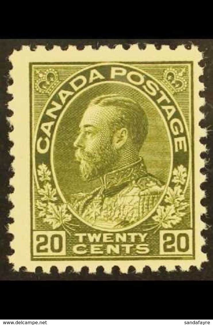1911-25 20c Grey- Green Wet Printing, Unitrade 119d, Fine Never Hinged Mint, Slightly Short Perf At Left. Cat C$360 = £2 - Otros & Sin Clasificación