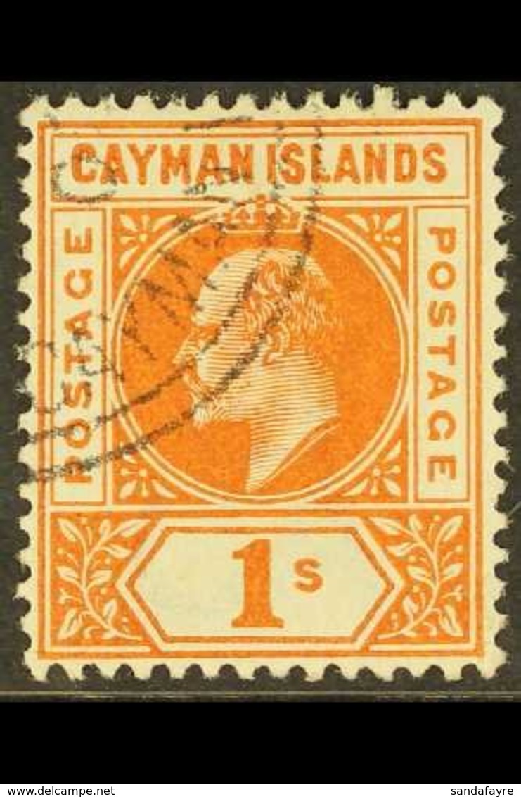1902-03 1s Orange Wmk Crown CA, SG 7, Very Fine Used. For More Images, Please Visit Http://www.sandafayre.com/itemdetail - Cayman Islands