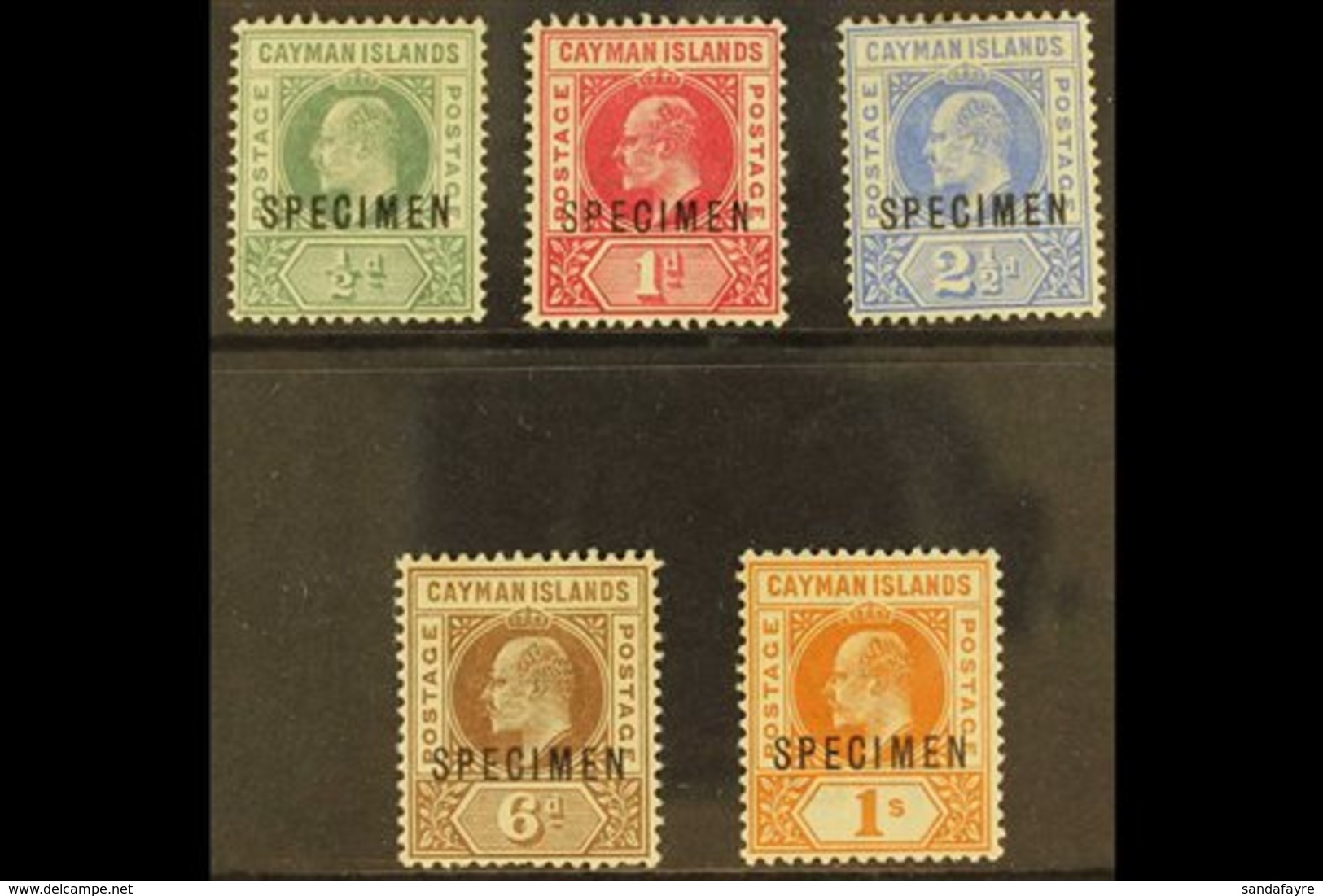 1902-3 KEVII Wmk Crown CA Set, Overprinted "SPECIMEN," SG 3s/7s, Mint (5). For More Images, Please Visit Http://www.sand - Iles Caïmans