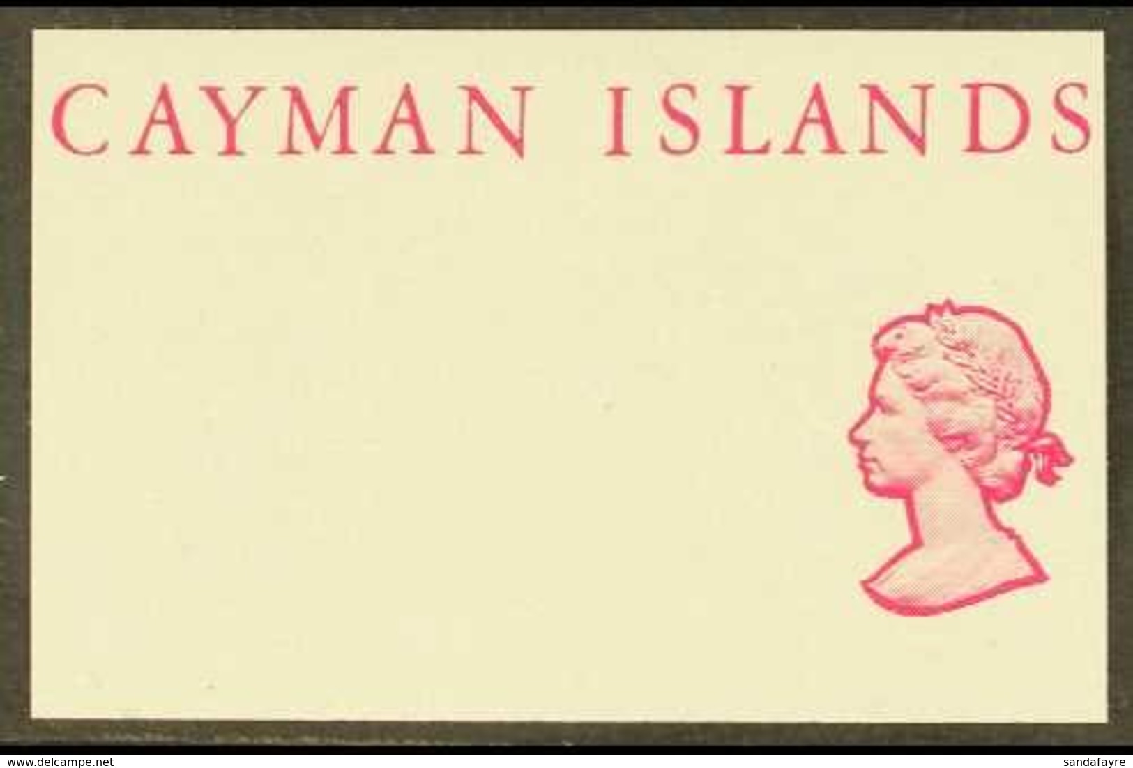 1969 IMPERF PLATE PROOF. 2d Definitive (SG 224) - IMPERF PLATE PROOF OF CARMINE COLOUR ONLY (country Name And QEII Head) - Iles Caïmans