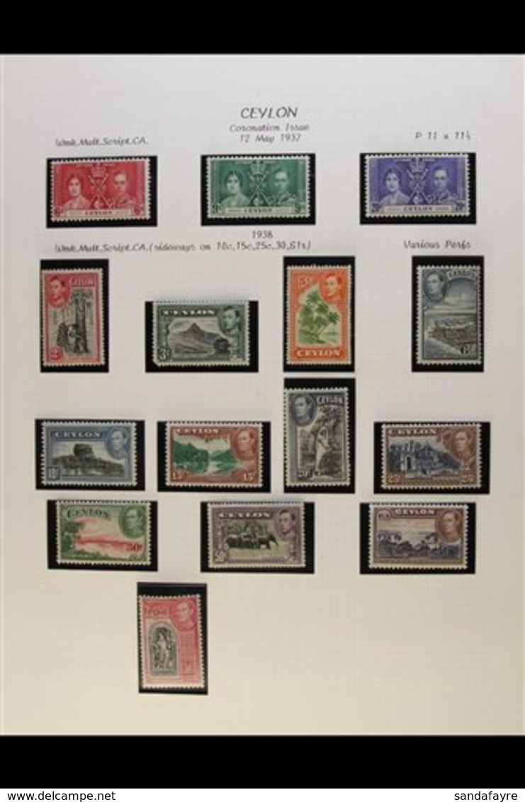 1937-52 KGVI FINE MINT COLLECTION Complete Run Of Basic KGVI Period Issues To 1950 Defins, Also Incl. Many Additional Pe - Ceilán (...-1947)