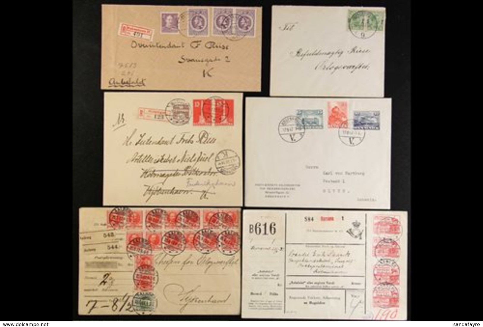 1912-1974 An Interesting Small Group Of Covers & Cards, Includes 1912 Registered Cover With Multiple Franking Of 16 Stam - Autres & Non Classés