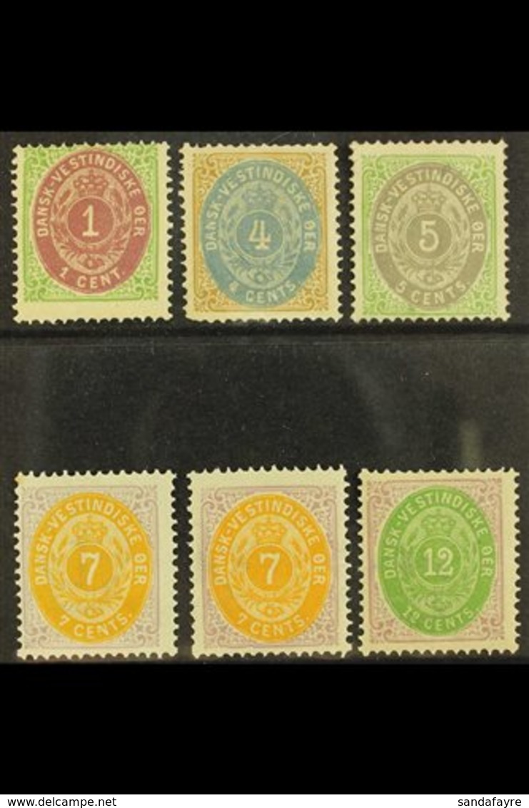 1873-95 Perf 14x13½, Fresh Mint Range With 1c, 4c, 5c, 7c (both Shades) And 12c, Between SG 10/27. (6 Stamps) For More I - Danish West Indies