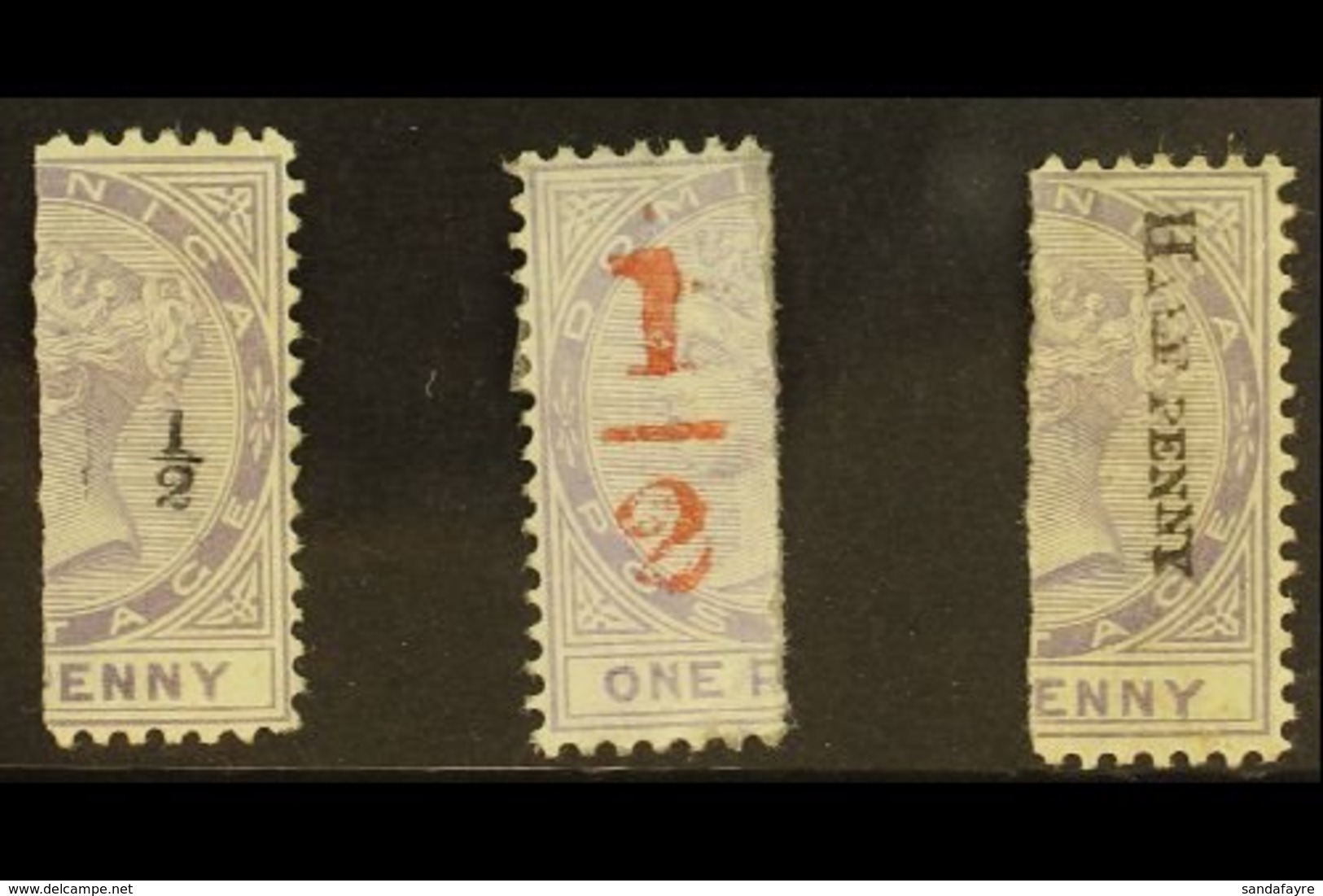 1882-83 Vertically Bisected Set, SG 10/12, Fine Mint (3 Bisects) For More Images, Please Visit Http://www.sandafayre.com - Dominique (...-1978)