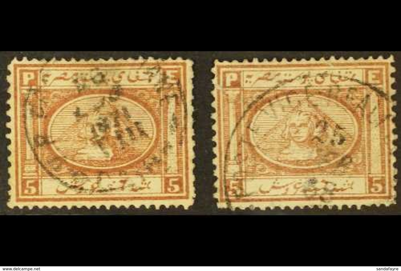 1867-71 5pi Brown, Type I & IV Examples, SG 16, Both With Small Faults, But C.d.s. Used, Cat.£360 (2 Stamps). For More I - Andere & Zonder Classificatie