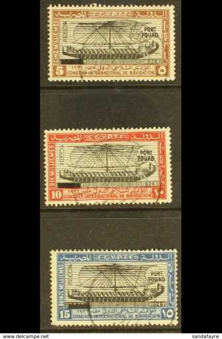 1926 "PORT FOUAD" Overprints On 5m, 10m & 15m Values, SG 141/144, Very Fine Used. Very Scarce (3 Stamps) For More Images - Otros & Sin Clasificación