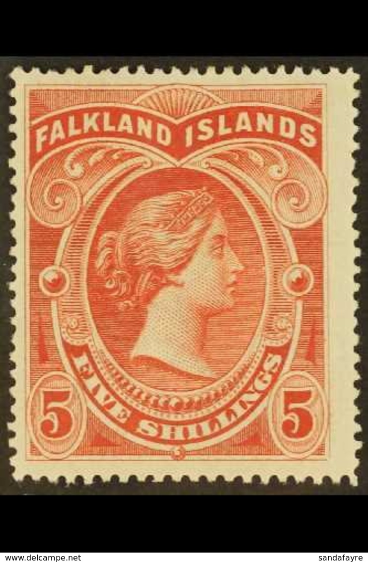 1898 5s Red Queen Victoria, SG 42, Fine Mint. For More Images, Please Visit Http://www.sandafayre.com/itemdetails.aspx?s - Falklandeilanden