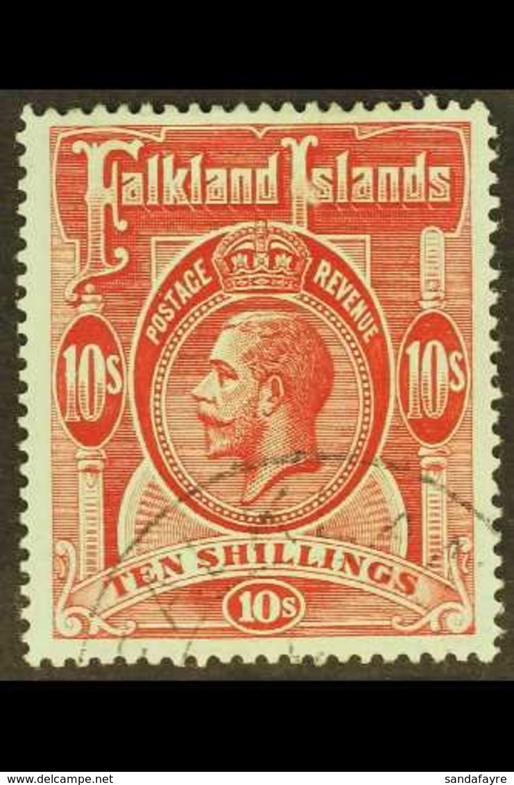 1912-20 (wmk Mult Crown CA) KGV 10s Red/green, SG 68, Very Fine Used. For More Images, Please Visit Http://www.sandafayr - Falkland