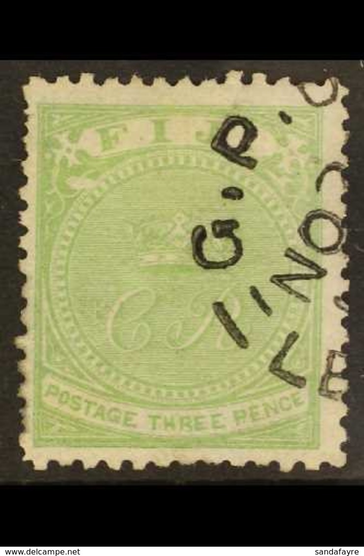 1871 3d Pale Yellow - Green, SG 11, Very Fine Used, Minor Perf Faults As Normal, Cat £350. For More Images, Please Visit - Fiji (...-1970)