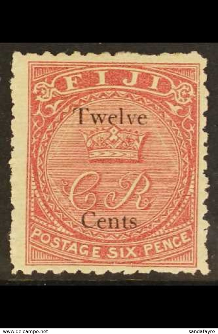 1872 12c On 6d Carmine - Rose, SG 15, Very Fine Mint. For More Images, Please Visit Http://www.sandafayre.com/itemdetail - Fiji (...-1970)