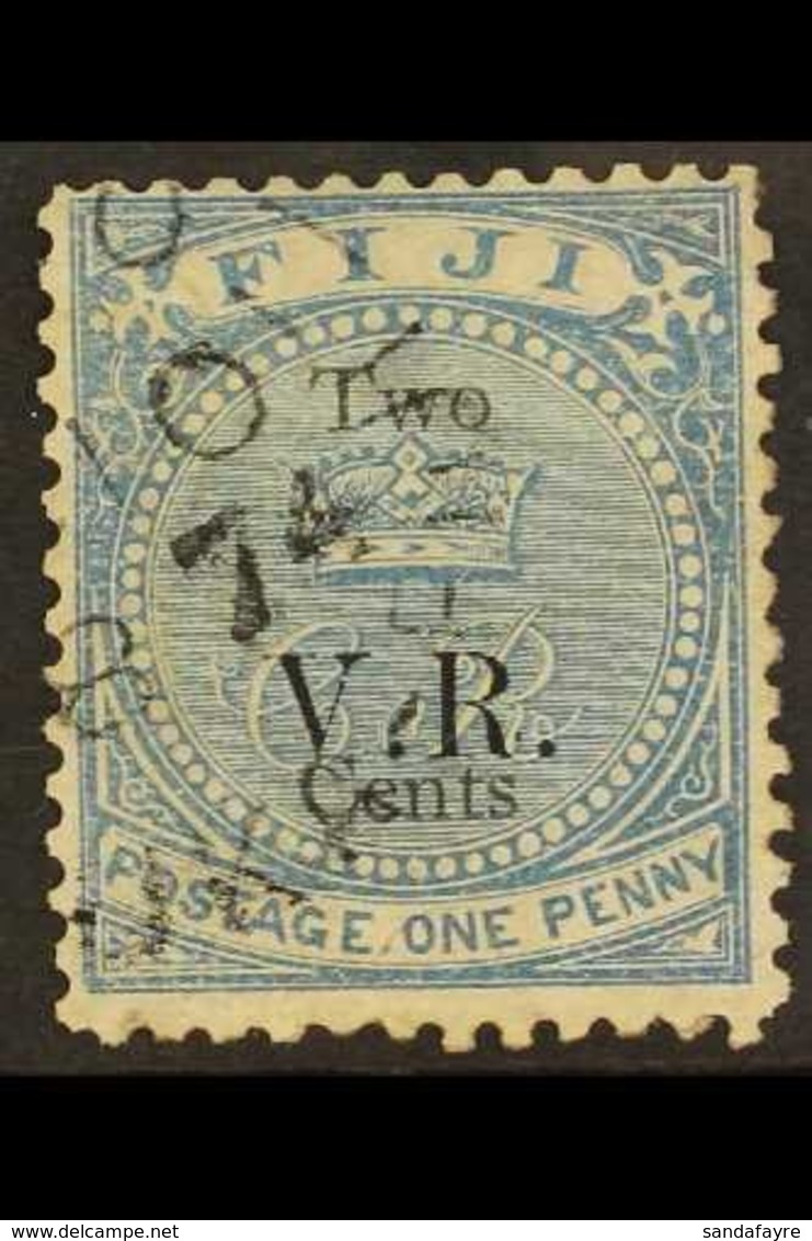 1874 2c On 1d Blue With Type 6 Opt, SG 19, Used With A Short Pert At Upper - Right. Very Fine For This Issue, Cat £325.  - Fiji (...-1970)