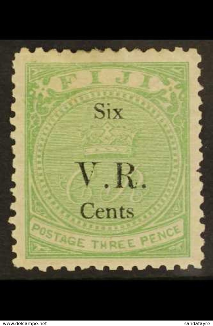 1874 6c On 3d Green With Type 6 "VR" Opt, SG 20, Mint Good Part OG With A Pulled Perf At Right, Very Fresh And Attractiv - Fiji (...-1970)